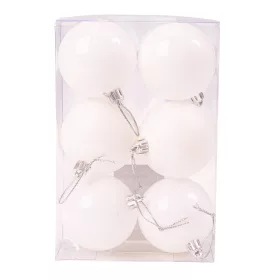 Vianočná sada 6ks gúľ, 6cm - Biela