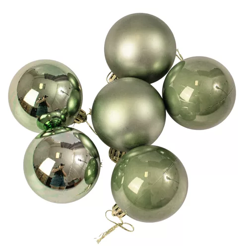 Vianočná sada 6ks gúľ, 6cm - Svetlozelená