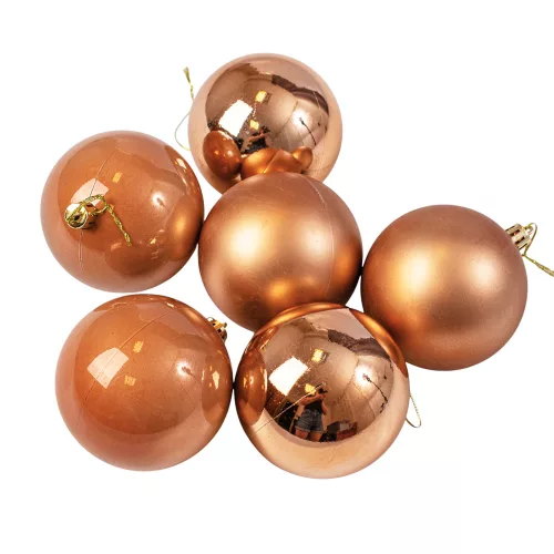 Vianočná sada 6ks gúľ, 6cm - Svetlohnedá