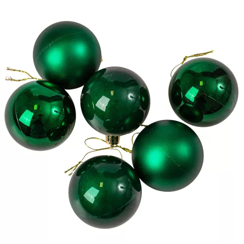 Vianočná sada 6ks gúľ, 6cm - Tmavozelená