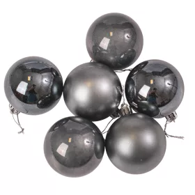 Vianočná sada 6ks gúľ, 6cm - Grafitová