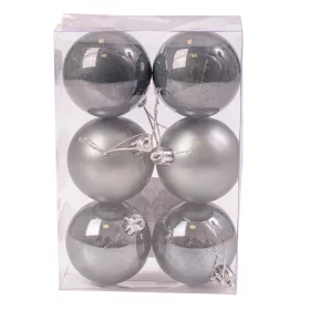 Vianočná sada 6ks gúľ, 6cm - Grafitová