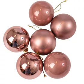 Vianočná sada 6ks gúľ, 6cm - Ružové zlato