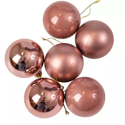 Vianočná sada 6ks gúľ, 6cm - Ružové zlato