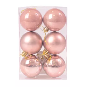 Vianočná sada 6ks gúľ, 6cm - Ružové zlato