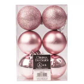 Vianočná sada 6ks gúľ, 6cm - Ružová