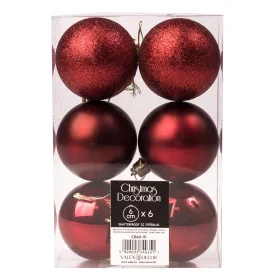 Vianočná sada 6ks gúľ, 6cm - Bordová
