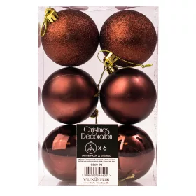 Vianočná sada 6ks gúľ, 6cm - Tmavohnedá