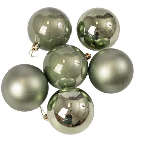 Vianočná sada 6ks gúľ, 8cm - Svetlozelená