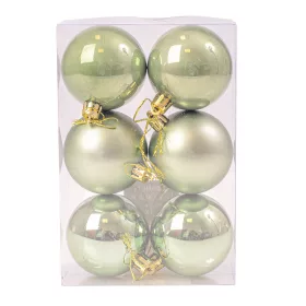 Vianočná sada 6ks gúľ, 8cm - Svetlozelená