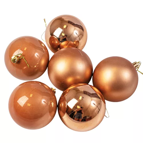 Vianočná sada 6ks gúľ, 8cm - Svetlohnedá