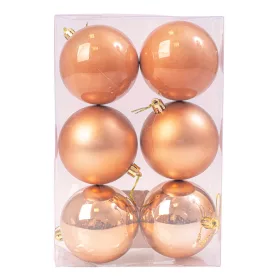 Vianočná sada 6ks gúľ, 8cm - Svetlohnedá