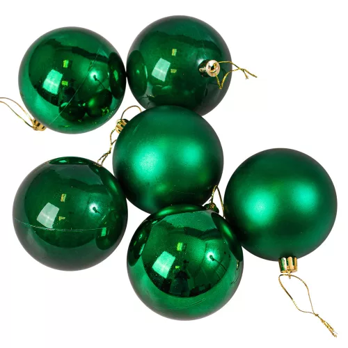 Vianočná sada 6ks gúľ, 8cm - Tmavozelená