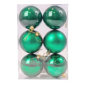 Vianočná sada 6ks gúľ, 8cm - Tmavozelená