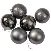 Vianočná sada 6ks gúľ, 8cm - Grafitová