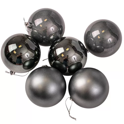 Vianočná sada 6ks gúľ, 8cm - Grafitová
