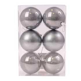 Vianočná sada 6ks gúľ, 8cm - Grafitová