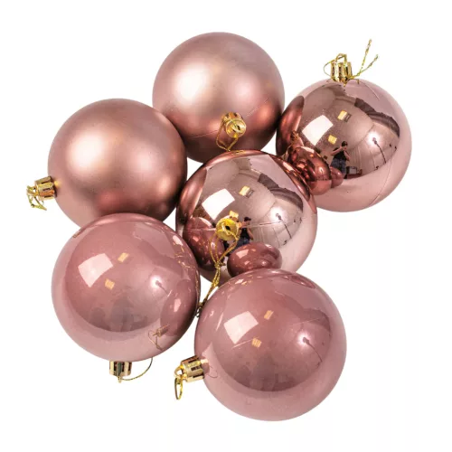 Vianočná sada 6ks gúľ, 8cm - Ružové zlato