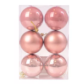 Vianočná sada 6ks gúľ, 8cm - Ružové zlato