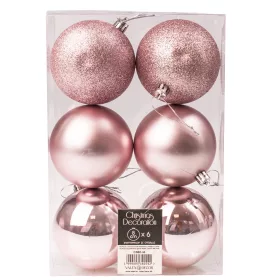 Vianočná sada 6ks gúľ, 8cm - Ružová