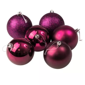 Vianočná sada 6ks gúľ, 8cm - Tmavofialová