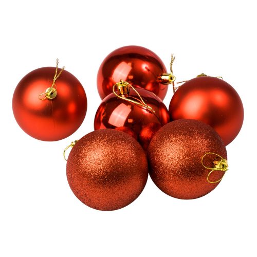 Vianočná sada 6ks gúľ, 8cm - Červená