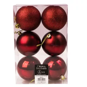 Vianočná sada 6ks gúľ, 8cm - Bordová