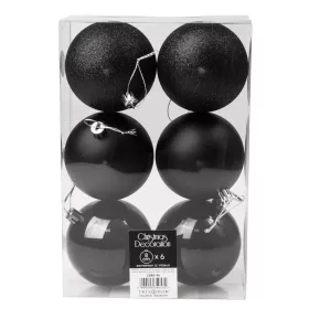 Vianočná sada 6ks gúľ, 8cm - Čierna