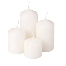   Stupňovitá adventná sada valcových sviečok, Ø40 x 40/55/70/85mm - Lakovaná biela