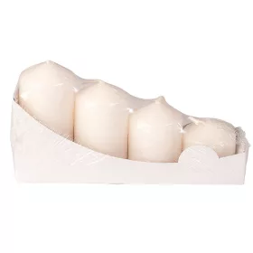   Stupňovitá adventná sada valcových sviečok, Ø40 x 40/55/70/85mm - Lakovaná ecru