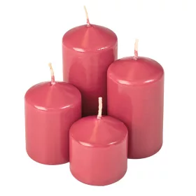   Stupňovitá adventná sada valcových sviečok, Ø40 x 40/55/70/85mm - Lakovaná bordová