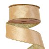 Zlatá zamatová stuha s lesklou zadnou stranou a drôtovým lemom 38mm x 5m  