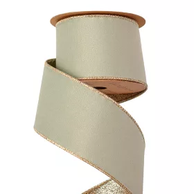   Vintage zelená zamatová stuha s lesklou zadnou stranou a drôtovým lemom 63mm x 5m  