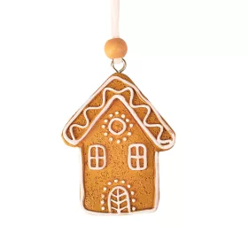   Medovníková vianočná ozdoba domček, polyresin, 5 x 6cm, na kreatívne využitie alebo na vianočný stromček