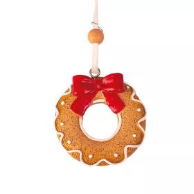   Medovníková vianočná ozdoba donut, polyresin, 5,5cm, na kreatívne využitie alebo na vianočný stromček