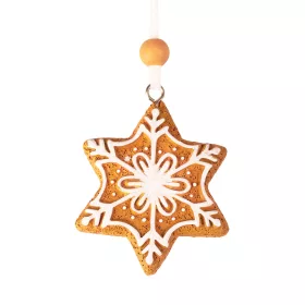   Medovníková vianočná ozdoba snehová vločka, polyresin, 5,5cm, na kreatívne využitie alebo na vianočný stromček