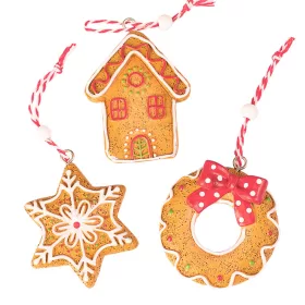   Medovníková vianočná ozdoba sada, polyresin, 6 x 5cm, na kreatívne využitie alebo na vianočný stromček
