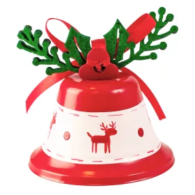 Vianočný zvonček, 7.5 x 7.5cm - Bielo/Červený