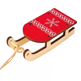 Sánky dekorácia, drevo, 5,5 x 3,5 x 12,5cm - Červené