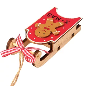   Medovníkové sánky dekorácia, drevo, 10,5 x 4,5 x 2,6cm - Červené