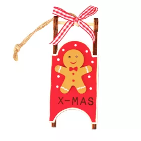   Medovníkové sánky dekorácia, drevo, 10,5 x 4,5 x 2,6cm - Červené