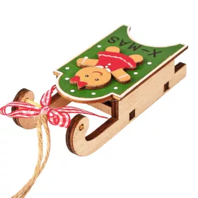   Medovníkové sánky dekorácia, drevo, 10,5 x 4,5 x 2,6cm - Zelené