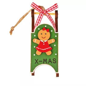   Medovníkové sánky dekorácia, drevo, 10,5 x 4,5 x 2,6cm - Zelené