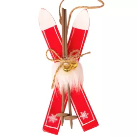 Lyže ozdoba, drevo, 14,5 x 5,5 x 2,5cm - Červené