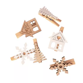 Vianočná dekoračná sada drevených štipcov, 4 cm