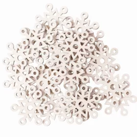   Vianočná dekoračná sada, drevené snehové vločky, 4 cm, 24 ks - Biele