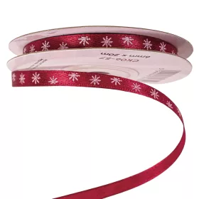 Saténová stuha s vločkami 6mm x 20m - Bordová  