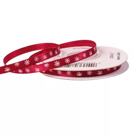 Saténová stuha s vločkami 6mm x 20m - Bordová  
