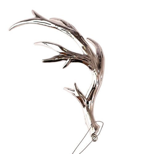 Akrylová sobia parohová ozdoba, 17,5 x 8 cm - Strieborná