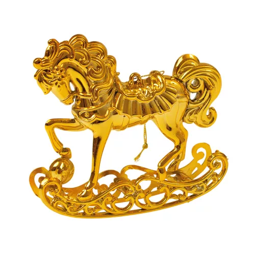 Akrylový hojdací koník, vianočná ozdoba, 10 x 9,5 x 2,5 cm - Zlatý